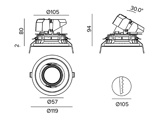 CCTEVO ARCHITECTURAL 105 | Adjustable downlight | Targetti LED lighting